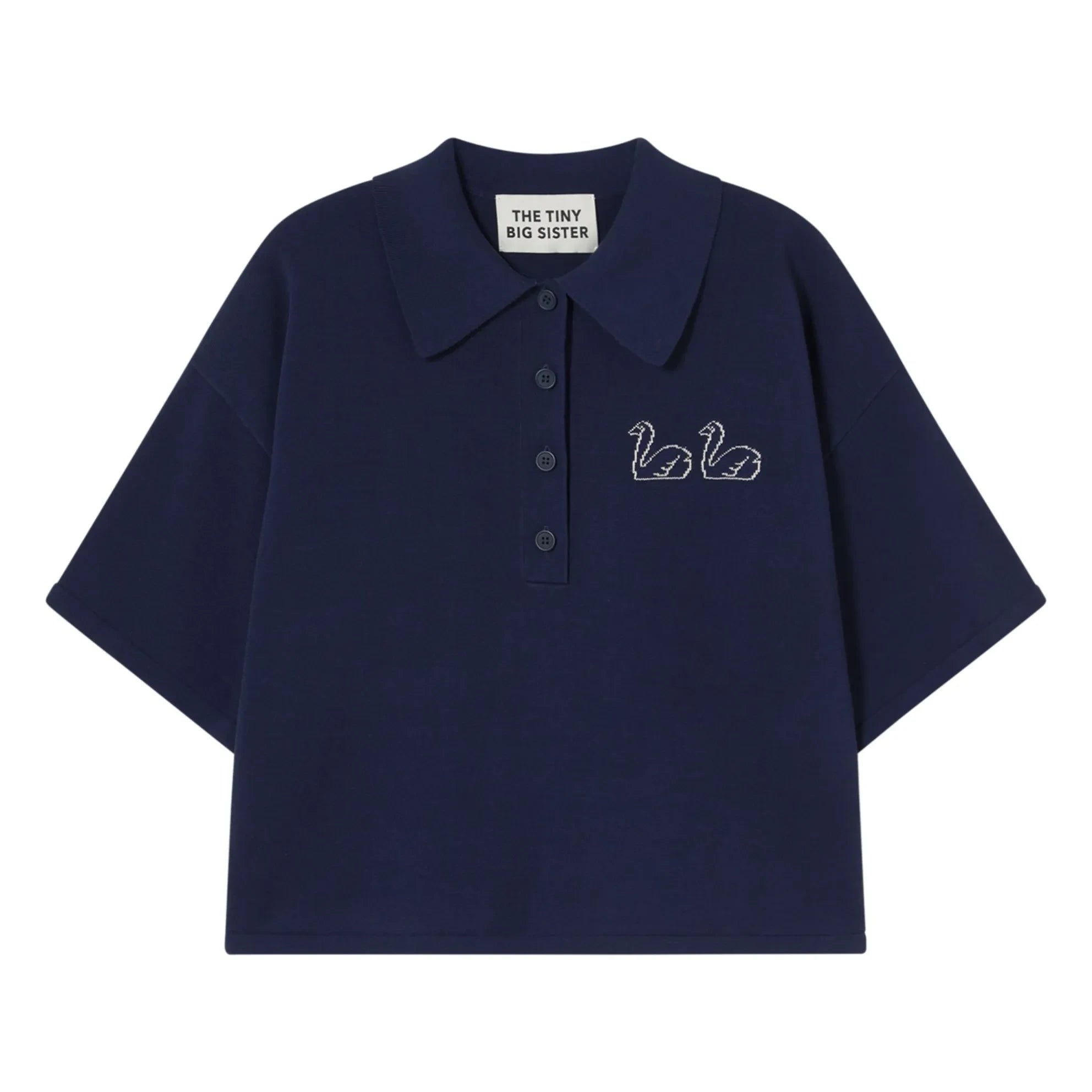 The Tiny Big Sister - Polo de cisne de algodón | Azul marino