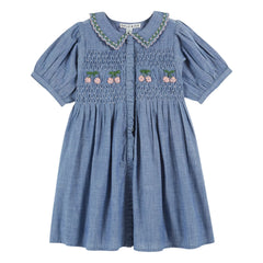 Emile et Ida - Vestido Chambray Smock Azul