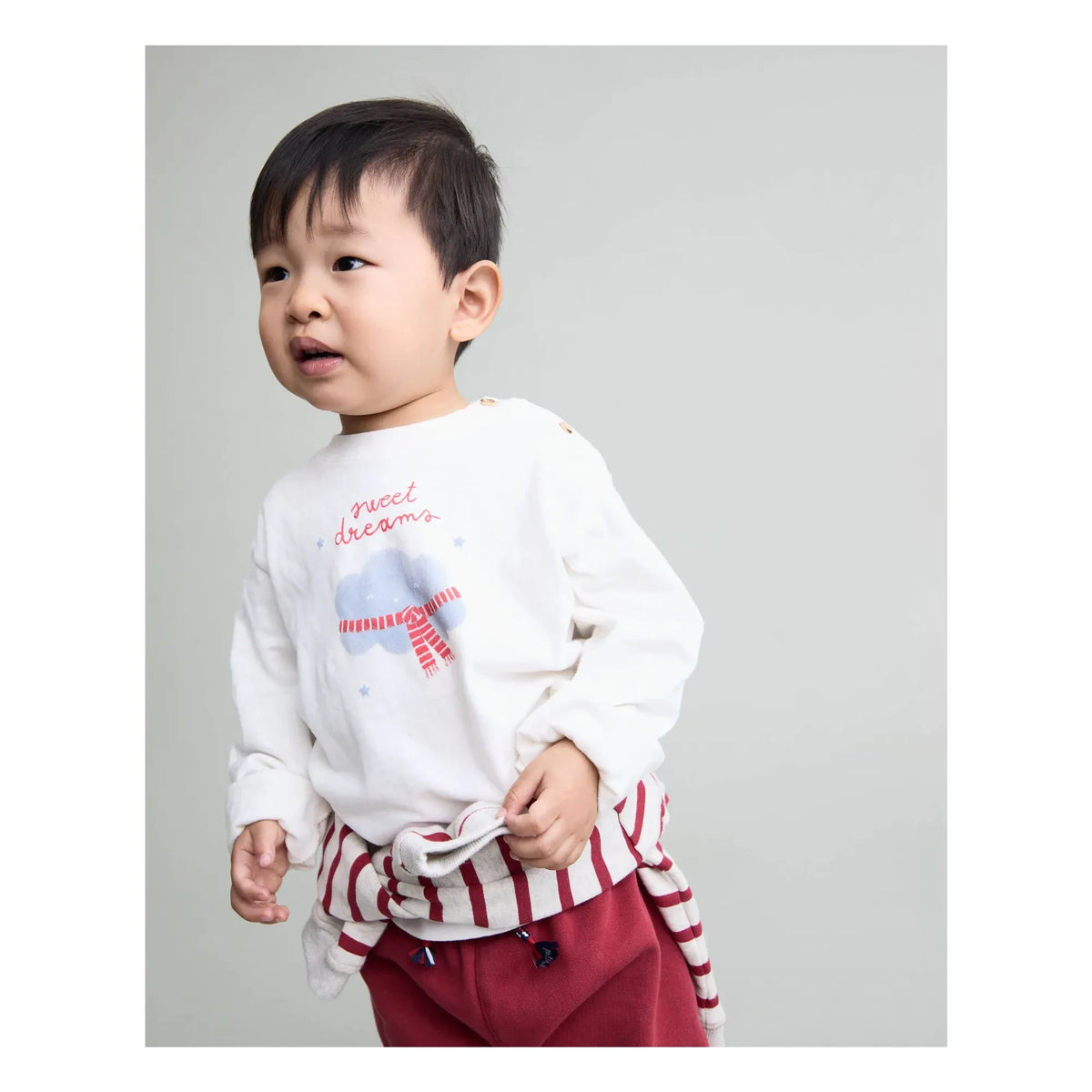 Búho - Rojo cereza | Sudadera de algodón orgánico a rayas