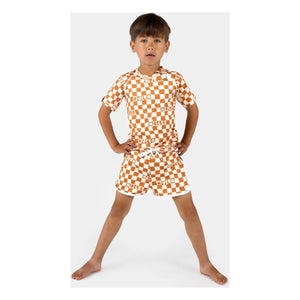Beach & Bandits - Camiseta de protección UV de cuadros Hola de fibras recicladas | Marfil