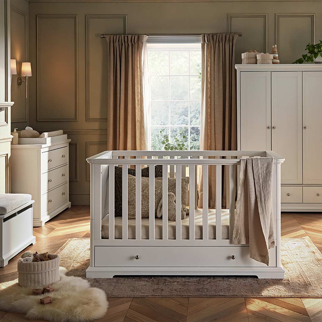 CuddleCo Beaumont Cot Bed - Low - White-Cot Beds-White- | Natural Baby Shower