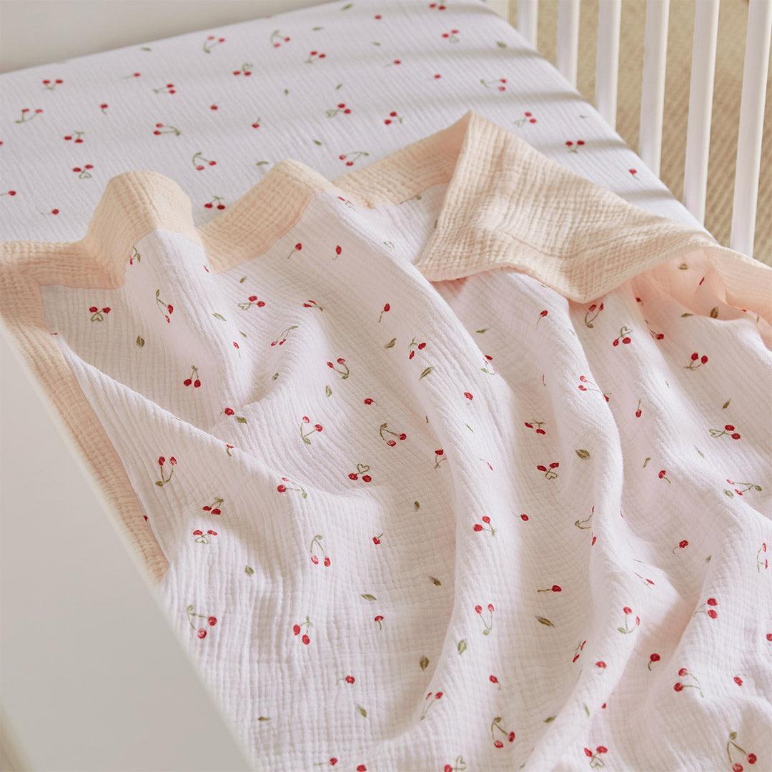 CuddleCo Comforter Blanket - Ditsy Cherry-Blankets-Ditsy Cherry- | Natural Baby Shower