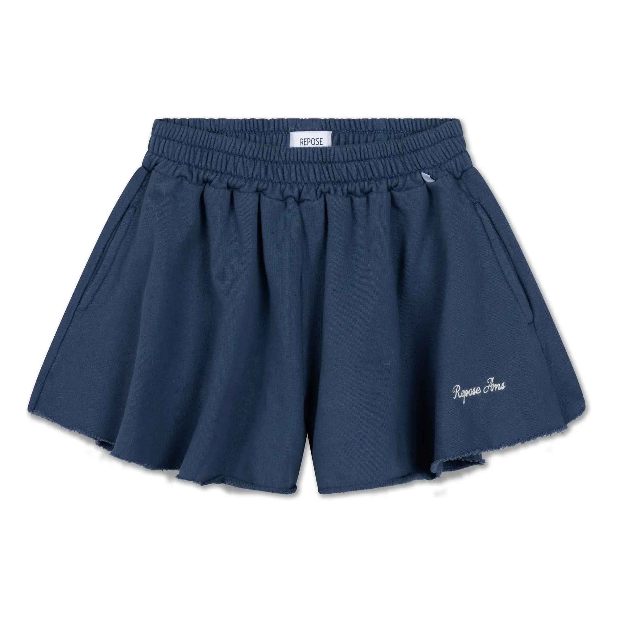 Repose AMS - Pantalones Cortos Deportivos de Algodón Orgánico con Logo Troquelado | Azul Marino