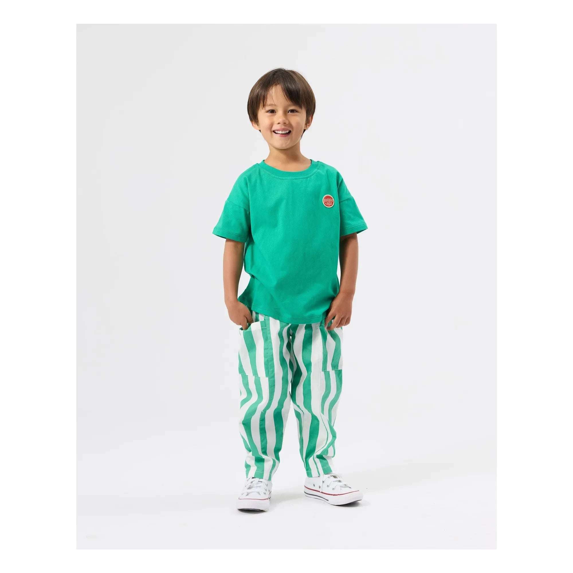 Goldie + Ace - Pantalones con bolsillo a rayas | Verde