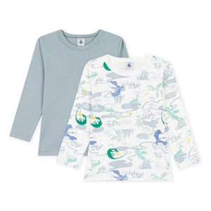 Petit Bateau - 2'li Organik Pamuk Ejderha Tişört Seti | Beyaz
