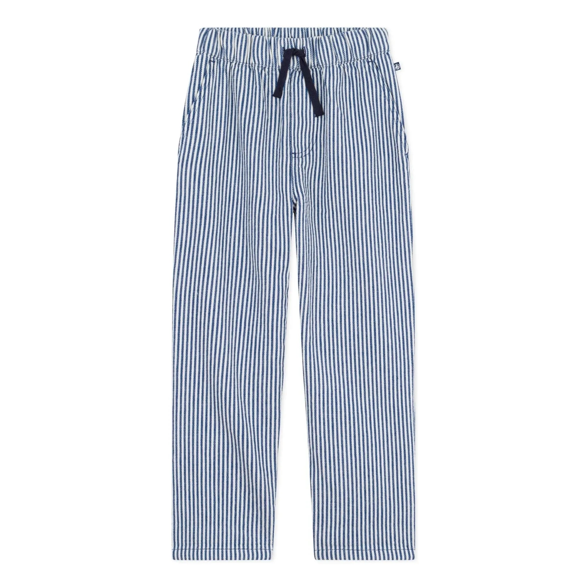 Petit Bateau - Pantalones de Algodón Orgánico a Rayas | Azul