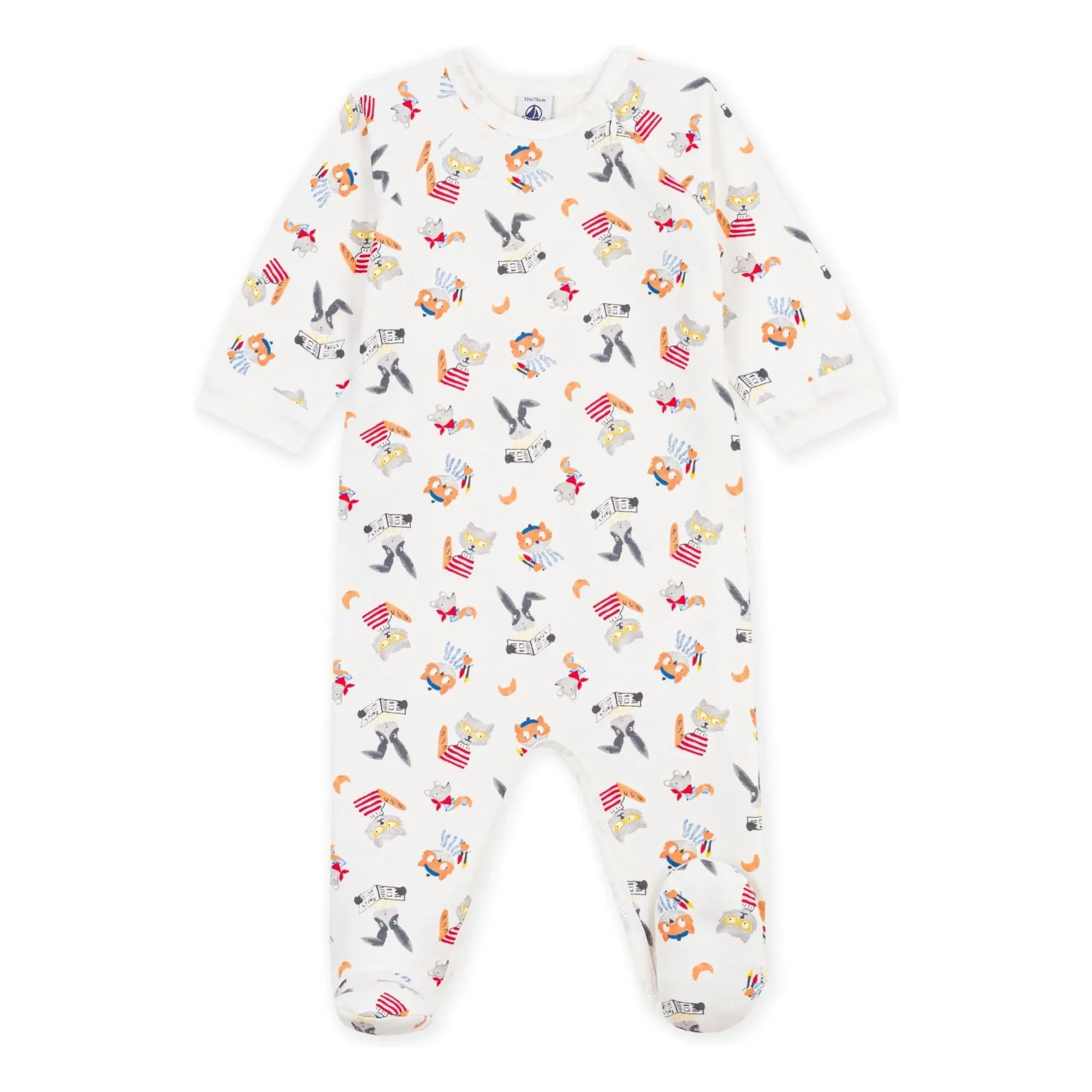 Petit Bateau - Dors Bien Animaux organik pamuklu polar pijama | Beyaz