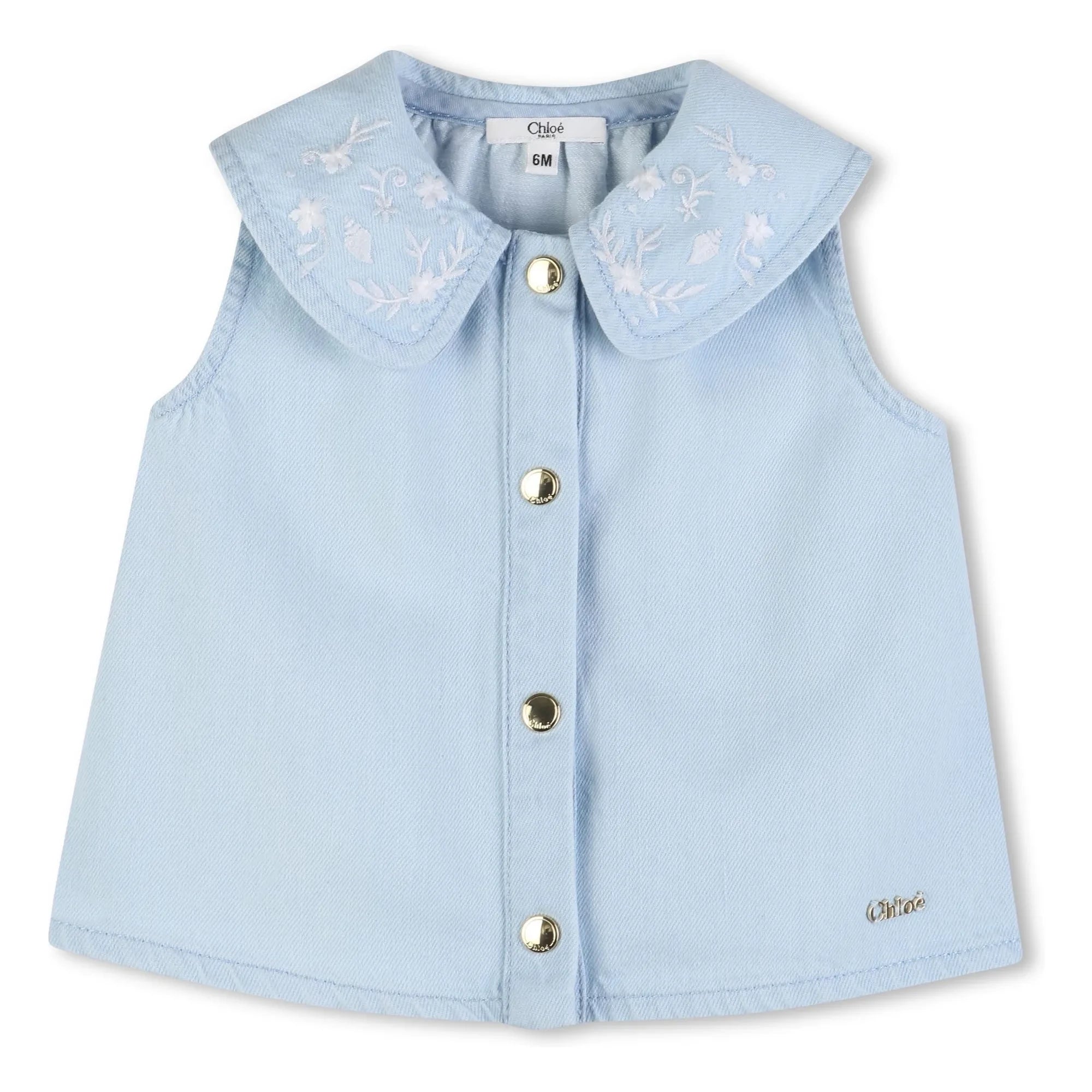 Chloé - Top vaquero bordado | Azul
