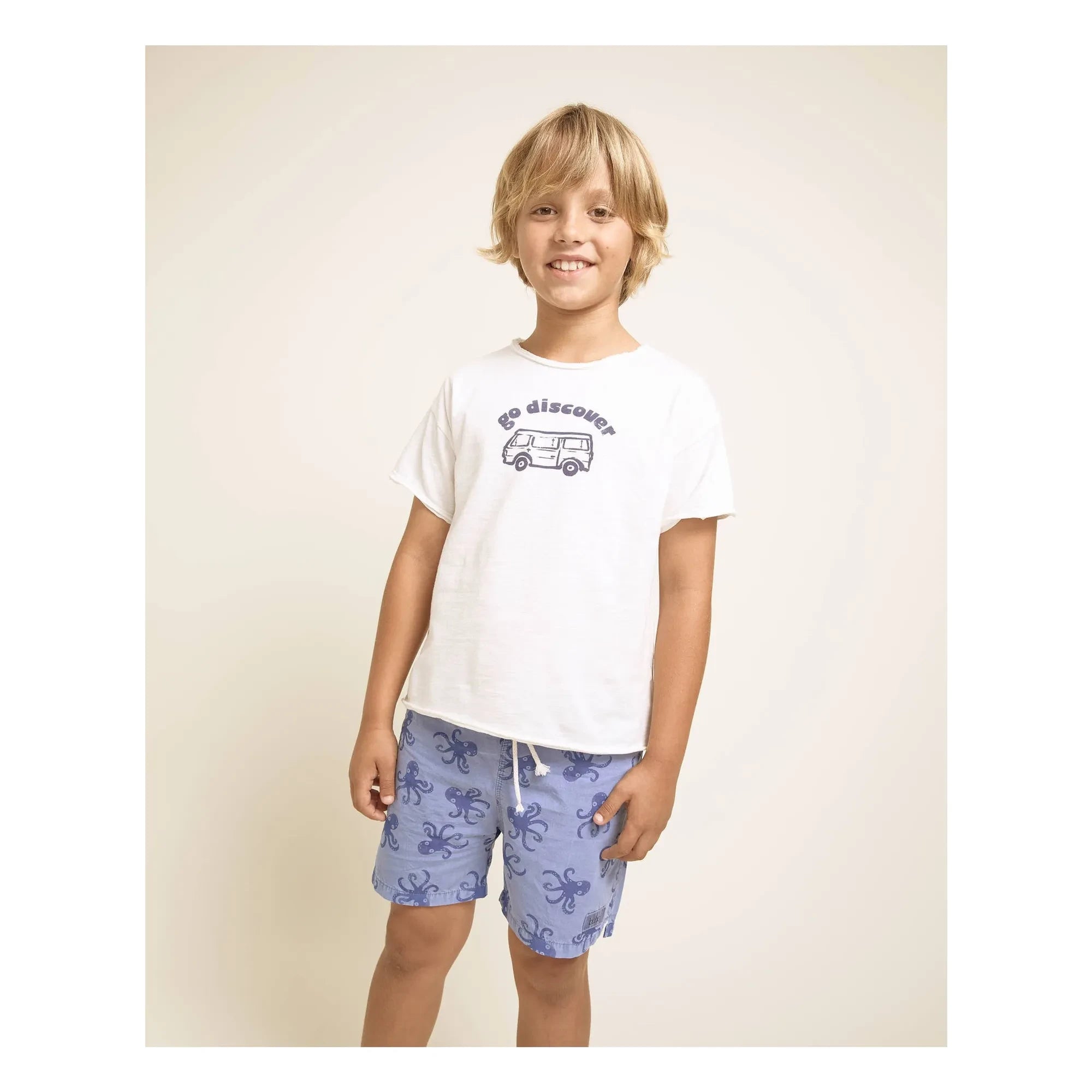 Búho - Bañador con estampado de pulpo Popelín Algodón orgánico | Azul