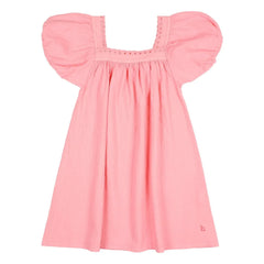 Búho - Vestido Festón de Algodón Orgánico | Rosa caramelo
