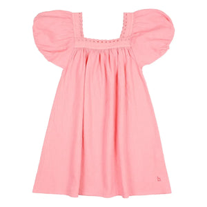 Búho - Vestido Festón de Algodón Orgánico | Rosa caramelo