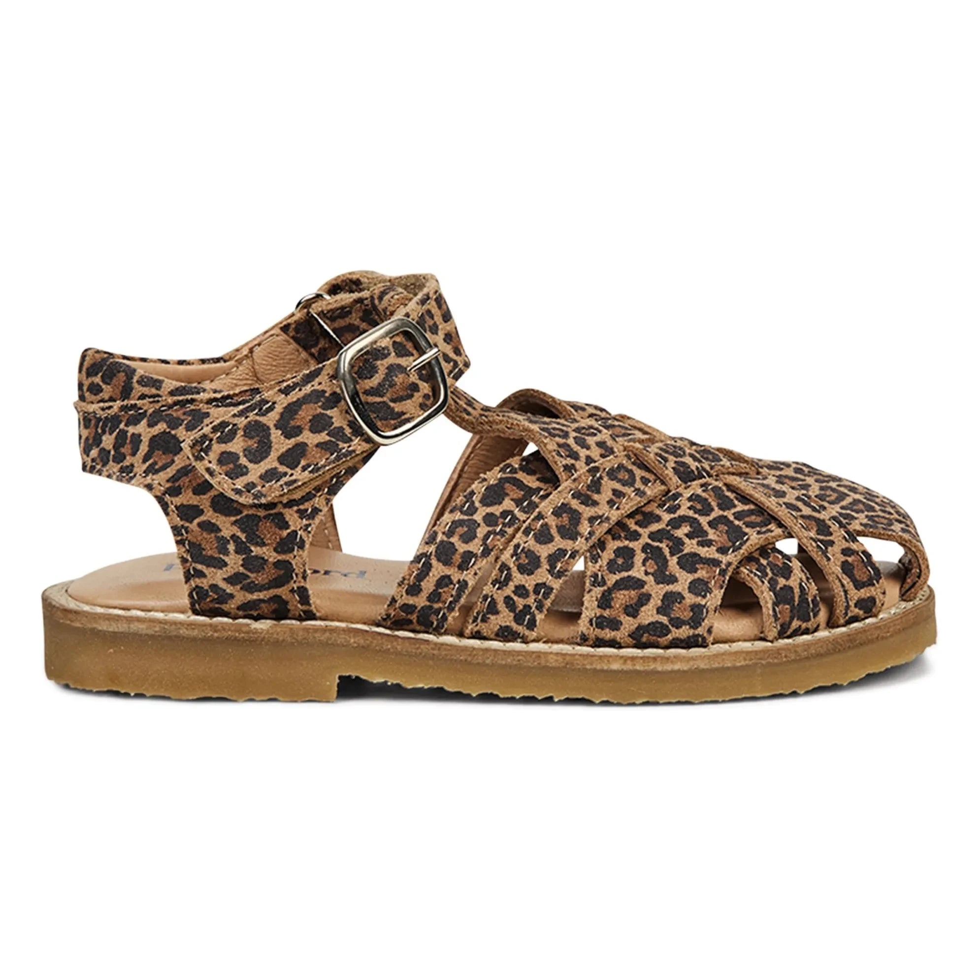 Petit Nord - Sandalias rayadas con estampado de leopardo | Marrón