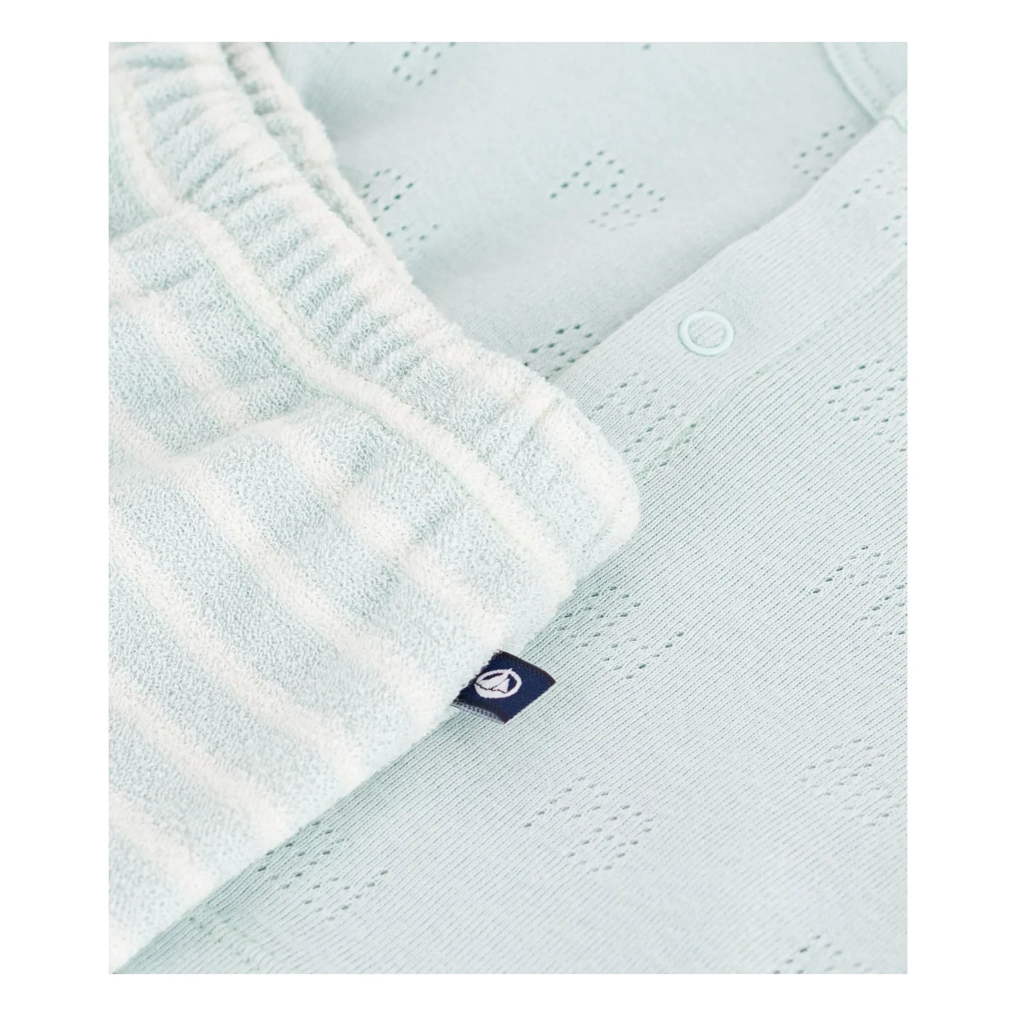 Petit Bateau - Conjunto de top y pantalón corto de felpa de algodón orgánico | Turquesa