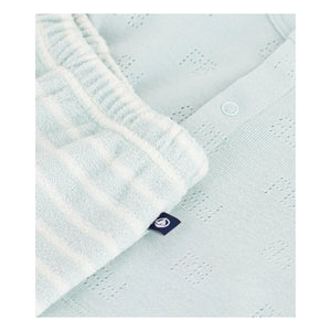 Petit Bateau - Conjunto de top y pantalón corto de felpa de algodón orgánico | Turquesa
