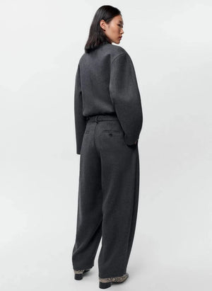 Cordera - Pantalones de Lana Curvados | Gris Carbón