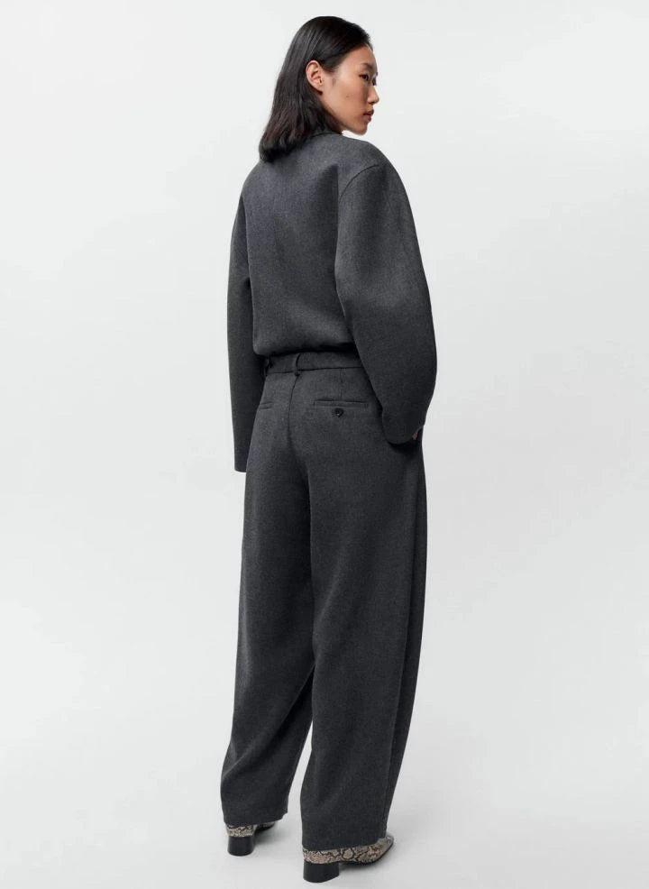 Cordera - Pantalones de Lana Curvados | Gris Carbón