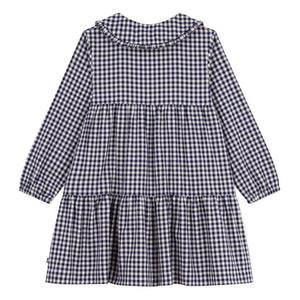 Petit Bateau - Vestido Claudine a cuadros de algodón orgánico | Azul marino