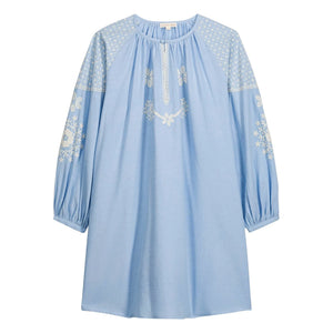Louise Misha - Vestido de algodón orgánico Janice | Azul