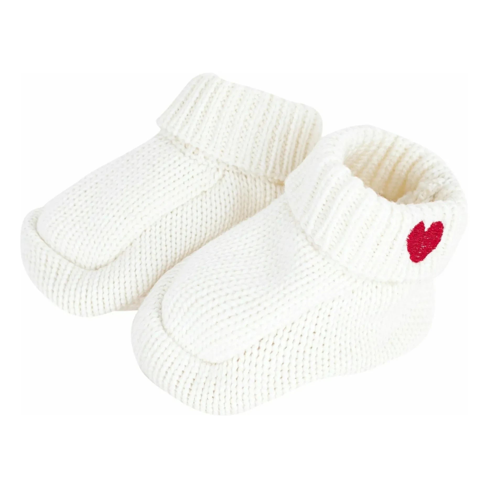 Petit Bateau - Pantuflas de algodón orgánico con tejido de corazón | Blancas