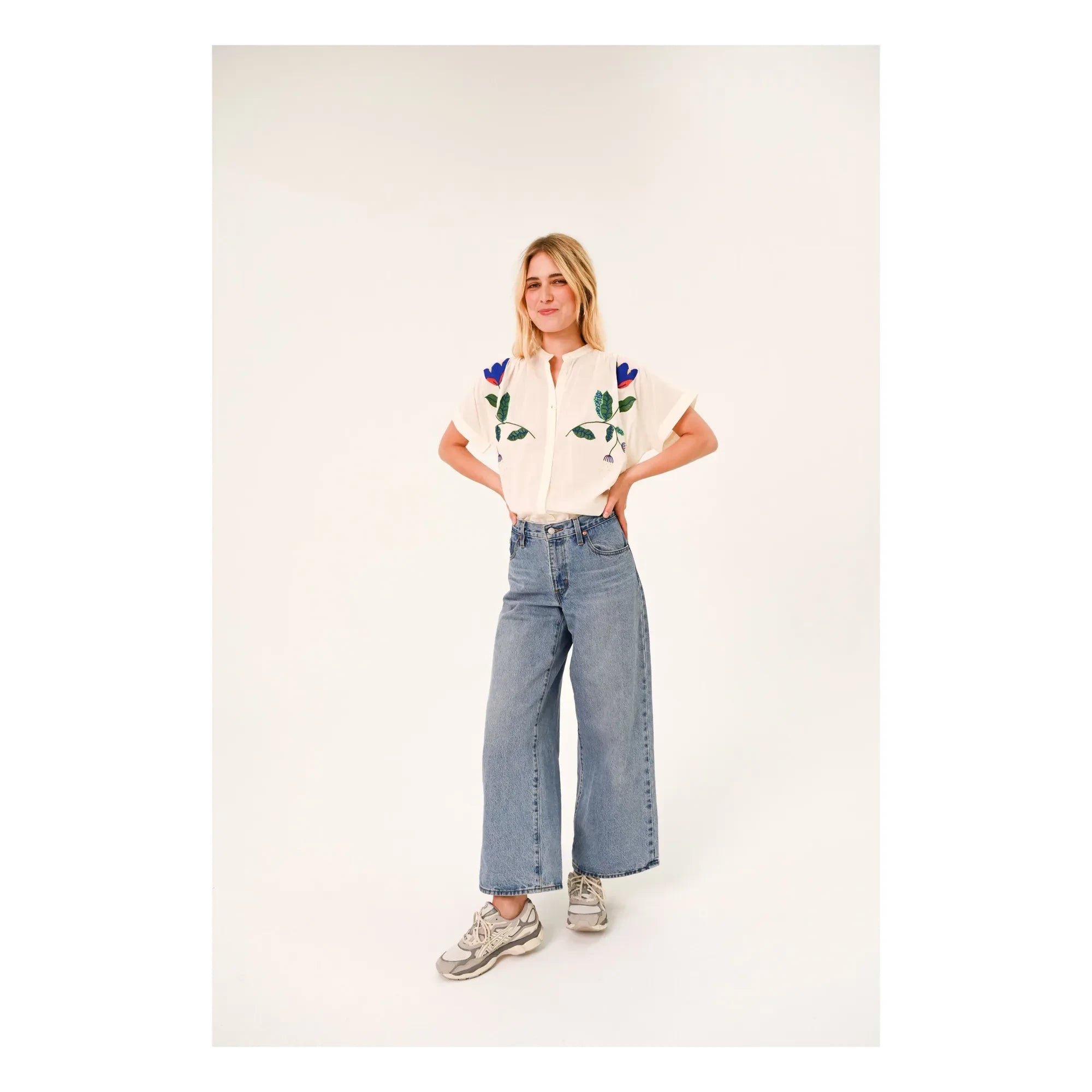 Sacrécoeur - Blusa bordada Maya Voile de algodón Corolle | Blanco