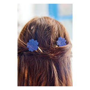 Tartine et Chocolat - Set de 2 horquillas con brillo Hibiscus | Azul royal