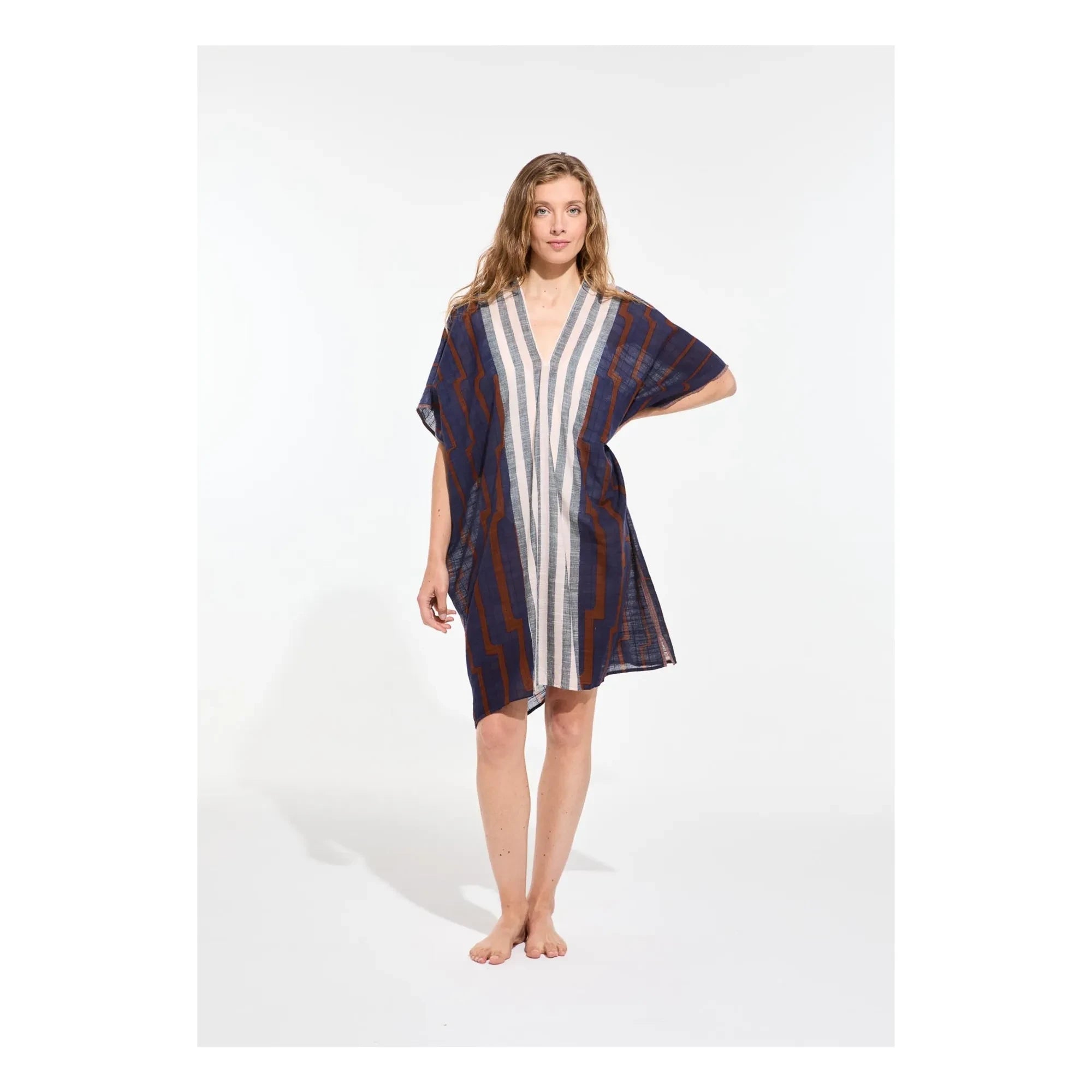 Mapoésie - Elia Celeste Vestido de algodón | Azul noche