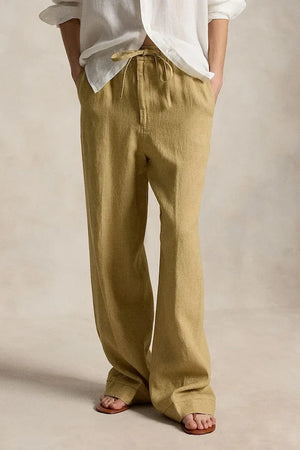 Pantalón de lino ancho de mujer Polo Ralph Lauren
