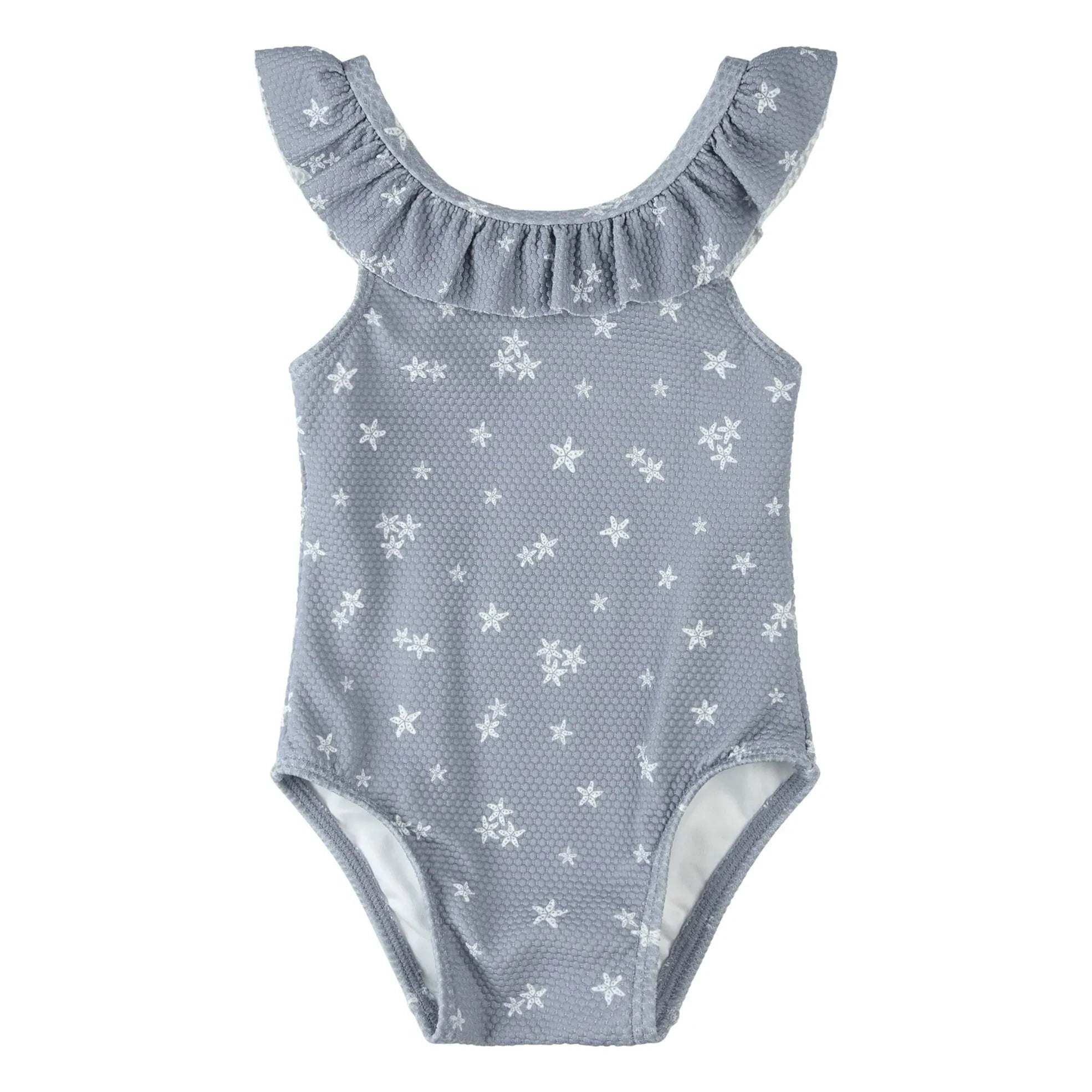 Petit Lem - Traje de baño floral texturizado Fibras recicladas | Azul grisáceo