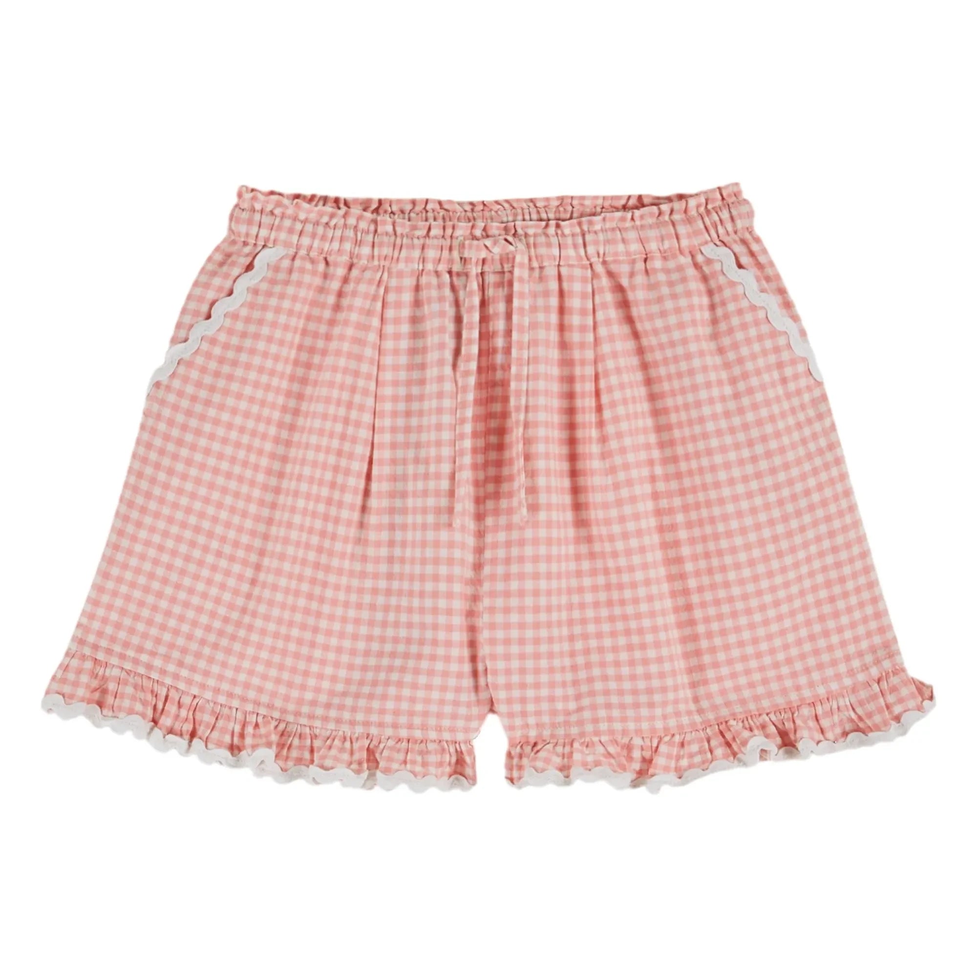 Emile et Ida - Short con volantes de cuadros vichy de algodón orgánico | Rosa