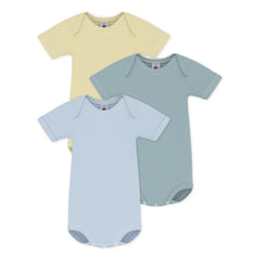 Petit Bateau - Conjunto de 3 bodys de rayas | Amarillo