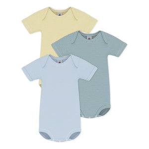 Petit Bateau - Conjunto de 3 bodys de rayas | Amarillo