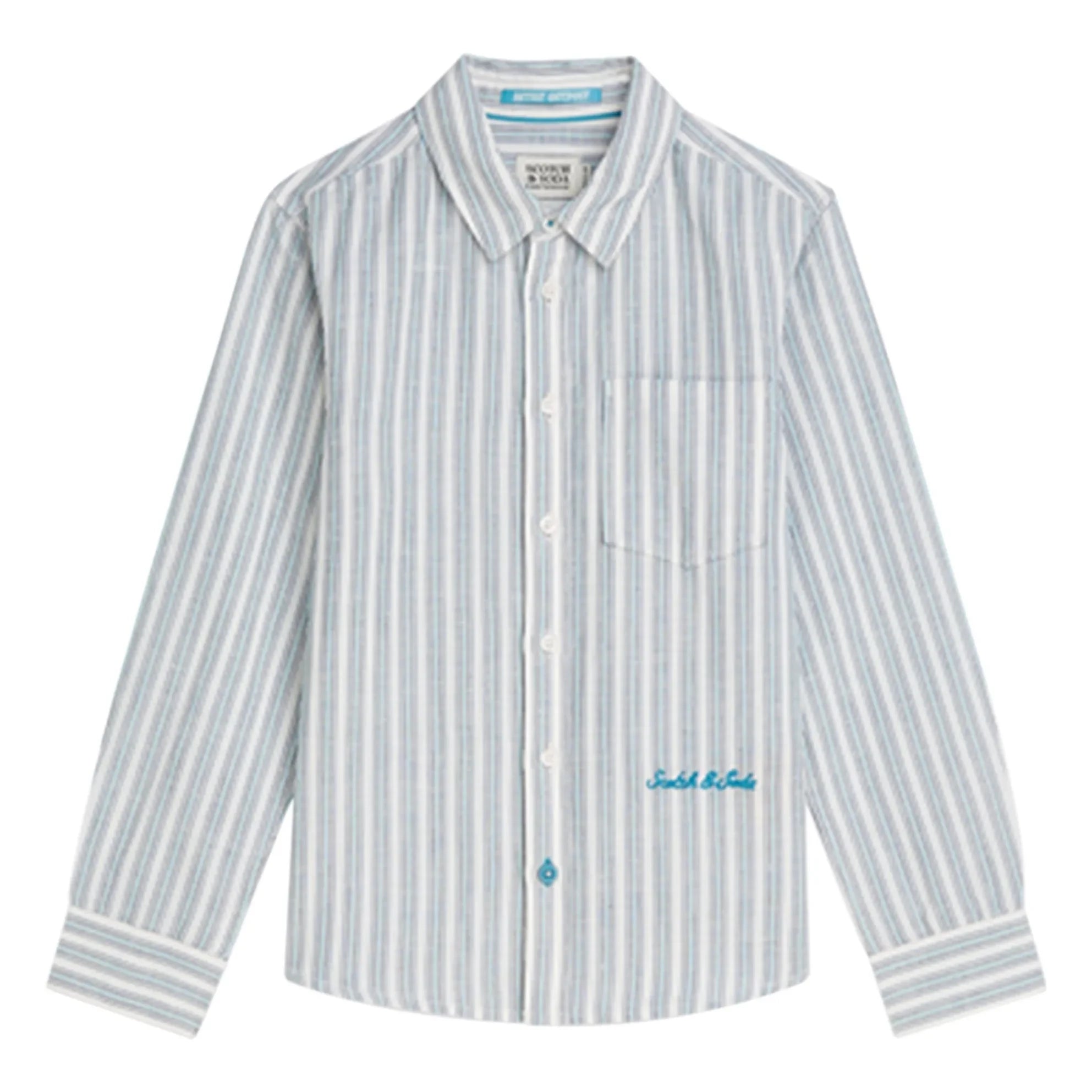 Scotch & Soda - Camisa de lino a rayas | Azul claro