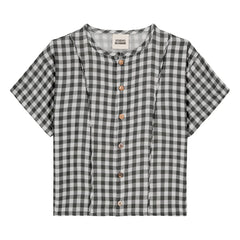 Studio Bohème - Thelma Vichy Blusa Gasa de Algodón Orgánico | Negro