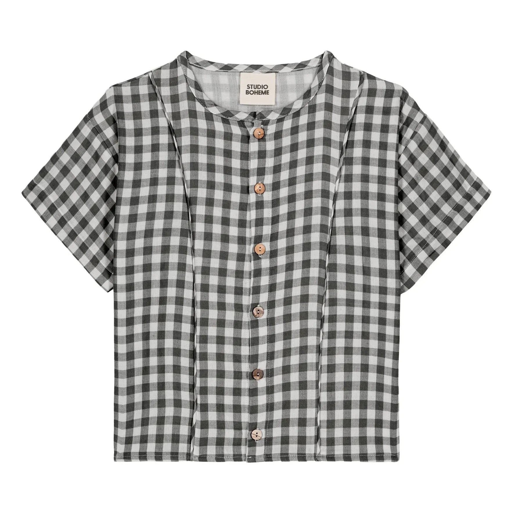 Studio Bohème - Thelma Vichy Blusa Gasa de Algodón Orgánico | Negro