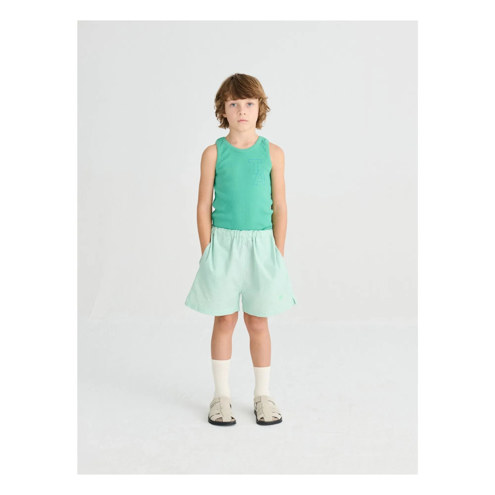 True Artist - Pantalones cortos a rayas verdes N°11