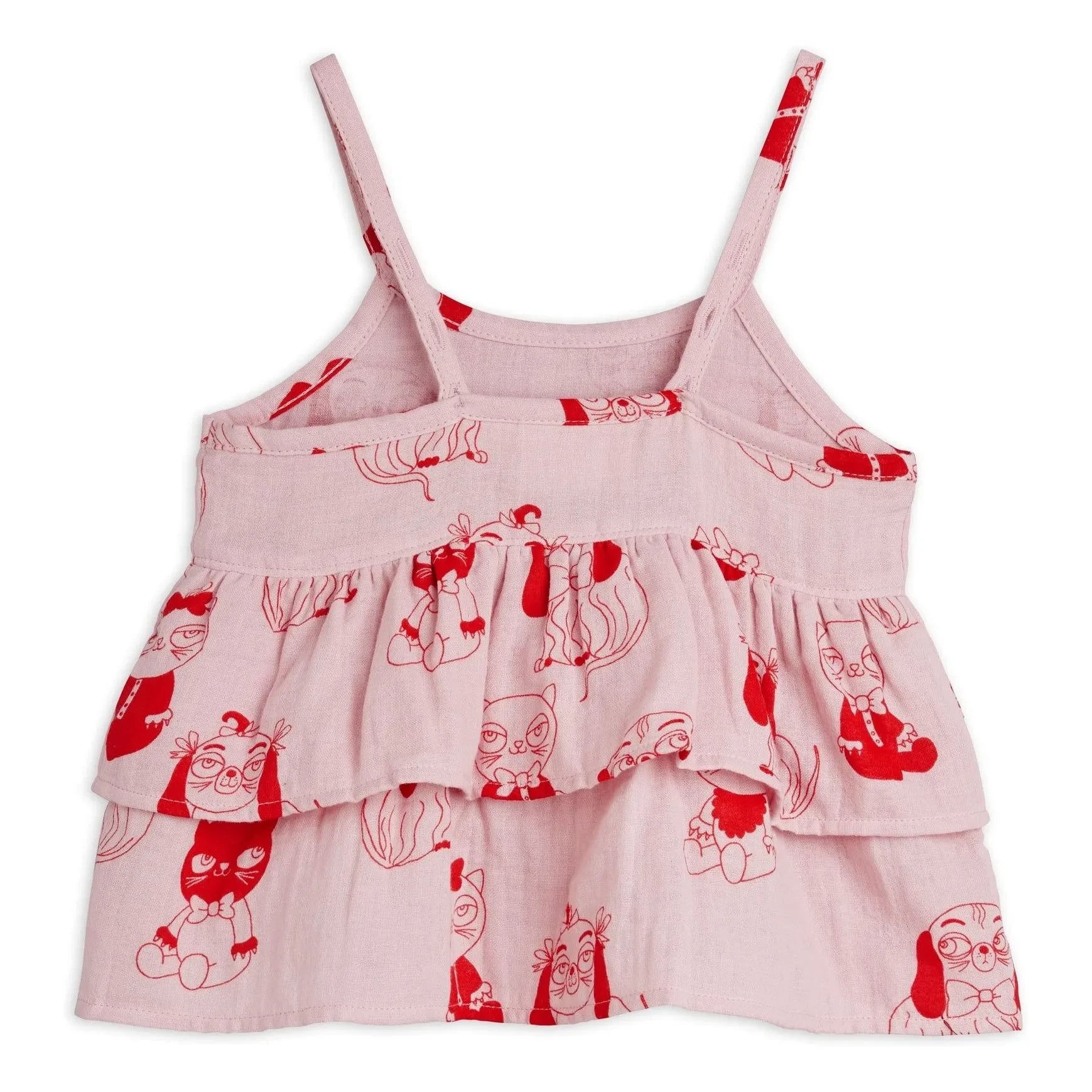Mini Rodini - Top con volantes y estampado de animales de algodón orgánico | Rosa