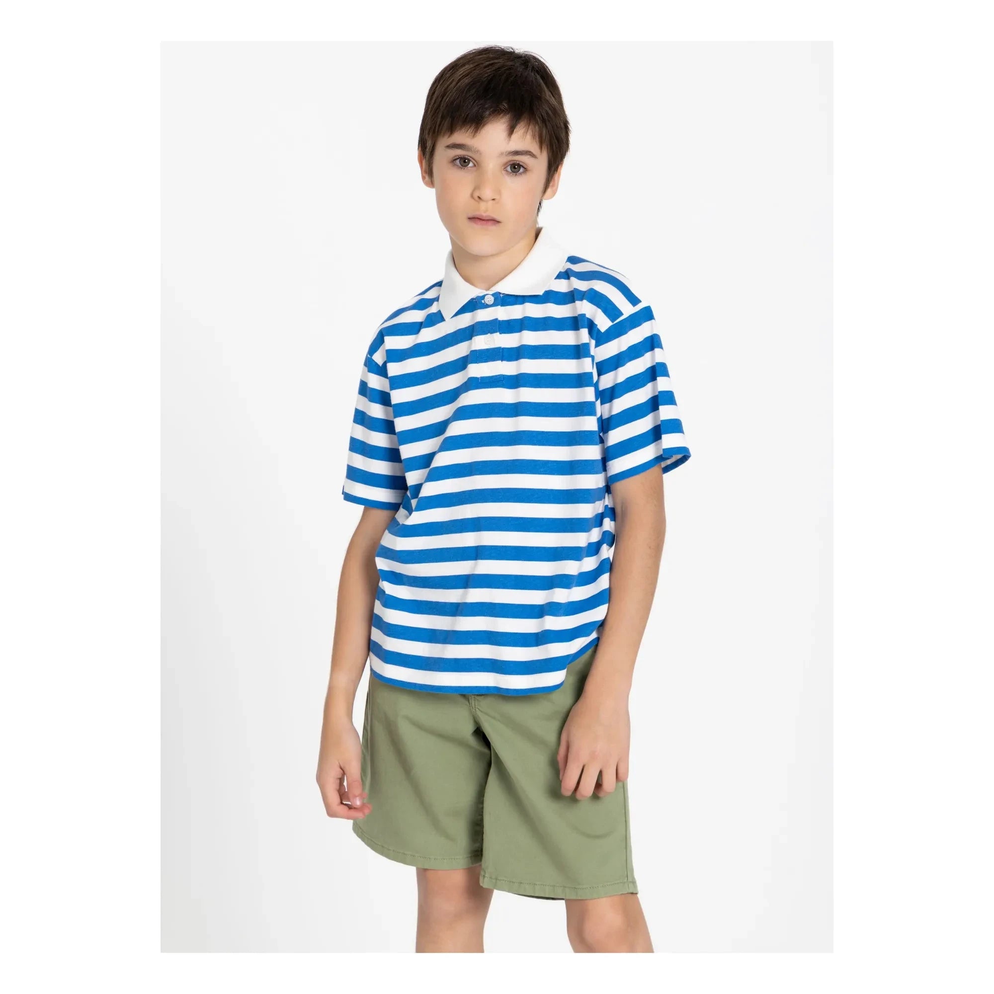 Smallable Kid - Polo de algodón orgánico a rayas Tilo | Azul real