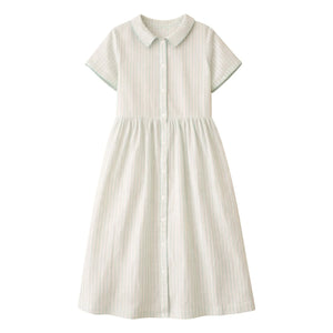 Lililotte - Vestido Midi de Algodón Orgánico de Rayas Rosas | Menta