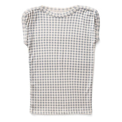 Soor Ploom - Camiseta fruncida de algodón orgánico Sundae Gingham | Azul hielo