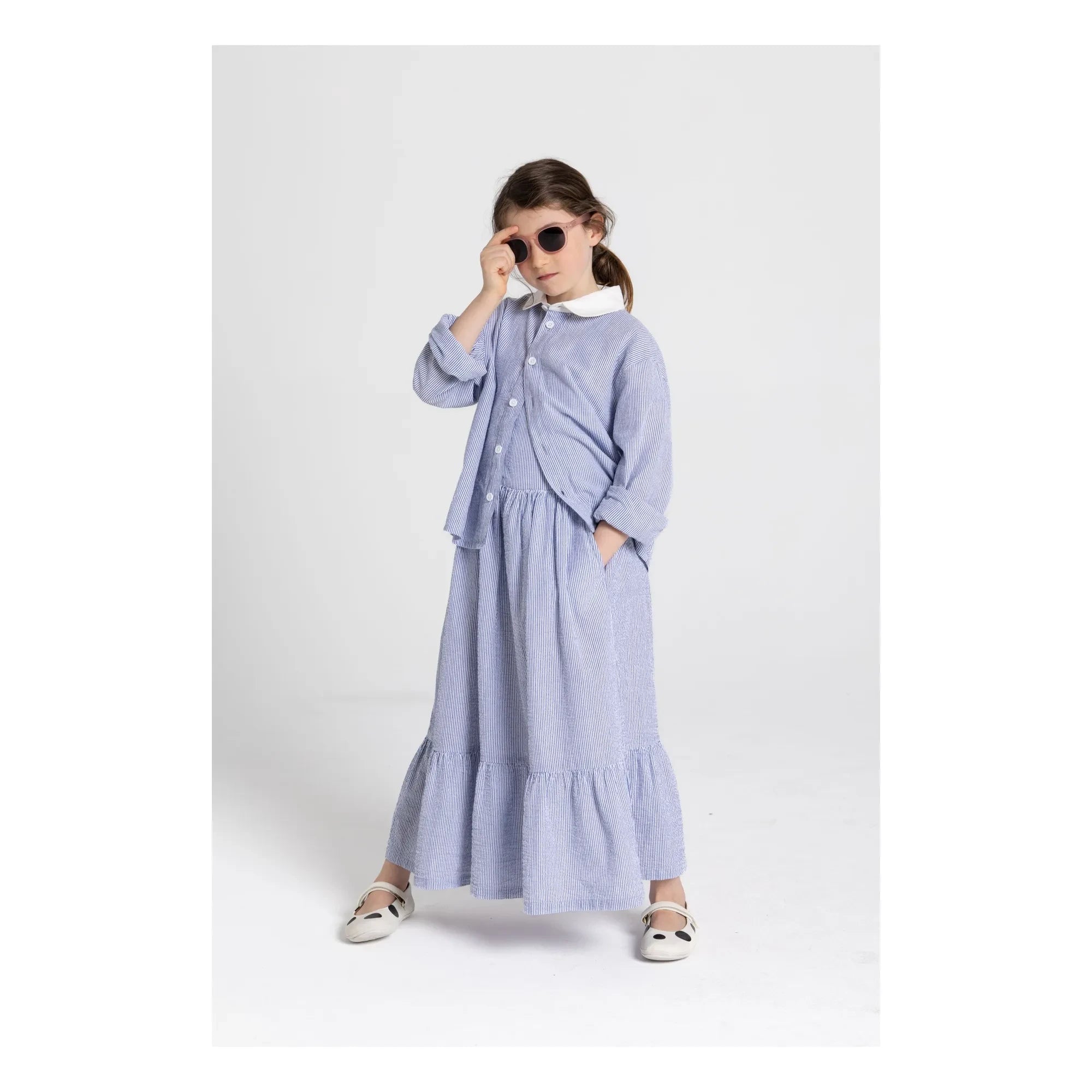 Smallable Kid - Vestido con peto de rayas Pia | Azul real