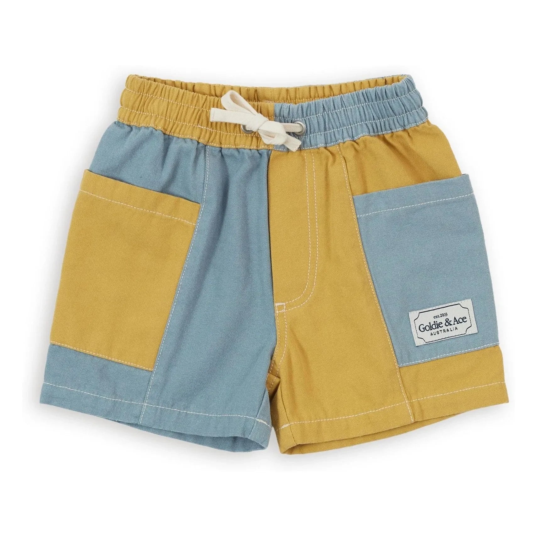 Goldie + Ace - Pantalones cortos con parches azul claro