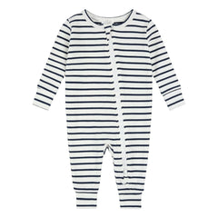 Petit Lem - Parte de abajo de pijama con pies de algodón orgánico y modal acanalado | Azul marino