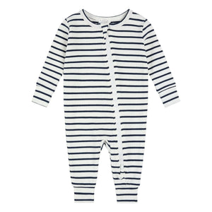 Petit Lem - Parte de abajo de pijama con pies de algodón orgánico y modal acanalado | Azul marino