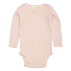 Copenhagen Colors - Body de manga corta de algodón orgánico con corazones calados | Rosa Claro
