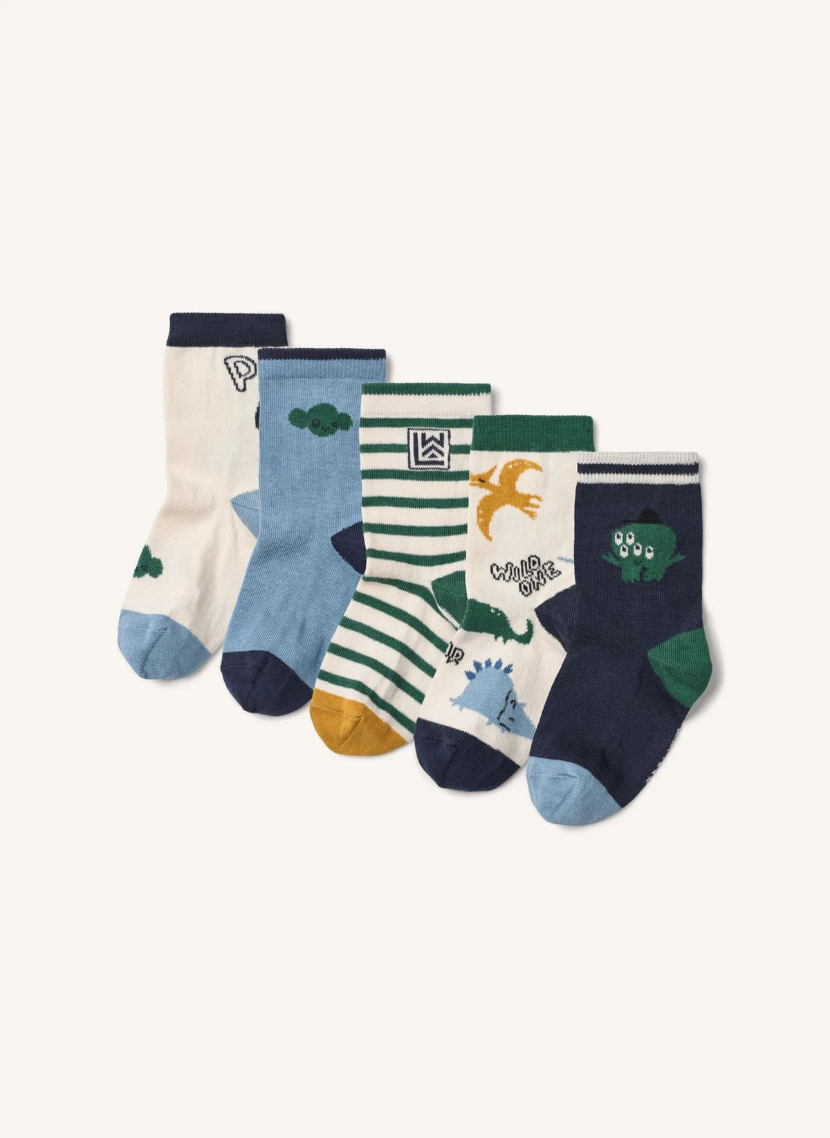 Liewood - Silas Dinosaurios 5 Pares de Calcetines | Verde