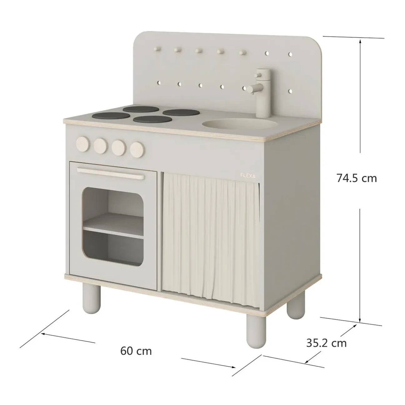 Flexa - Cocina de juguete de madera | Gris claro