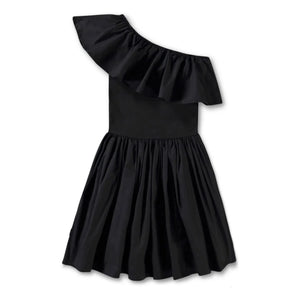 Molo - Vestido Asimétrico con Volantes de Algodón Orgánico Chloey | Negro