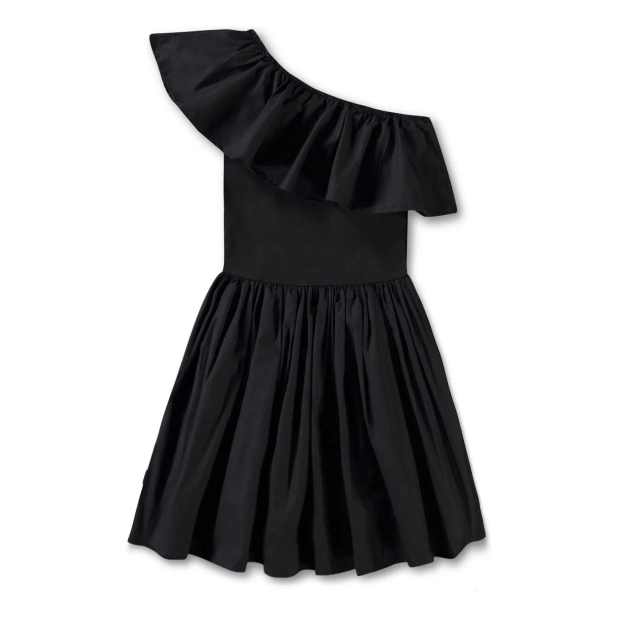 Molo - Vestido Asimétrico con Volantes de Algodón Orgánico Chloey | Negro