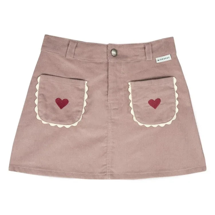 Mipounet - Falda Corazón Terciopelo Géraldine | Rosa Claro