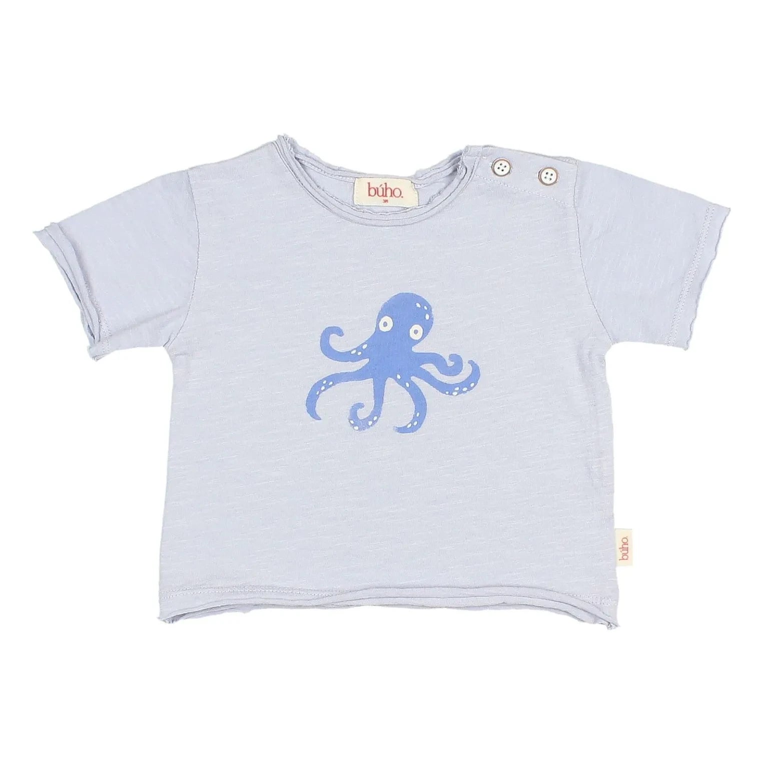 Búho - Camiseta pulpo de algodón orgánico | Azul claro
